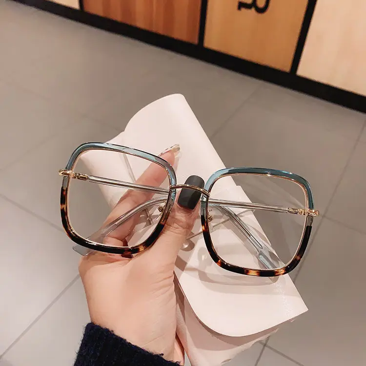 Ins fashion tr90 luxury eyewear classic big frames oversized blue light blocking glasses for ladies wholesale custom logo