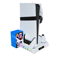 Station de charge double en plastique RGB pour P5/P5 Slim/P5 Pro avec ventilateur de refroidissement à 3 niveaux et 3 ports USB avec contrôleur P5