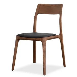 High End Nordic Design Dining Chair Armless Upholstered Solid Wood Dining Room Chairs With PU Leather Cushion Seat