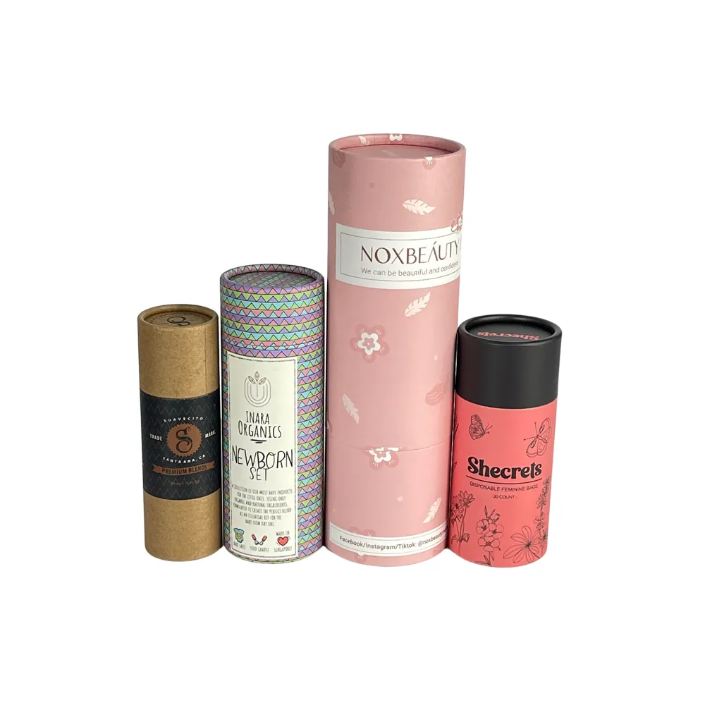 Eco roll pastelli 50 moq rolling white cartridge packing box coffee per pen chips lattine di whisky shampoo secco tubo di carta con finitura satinata