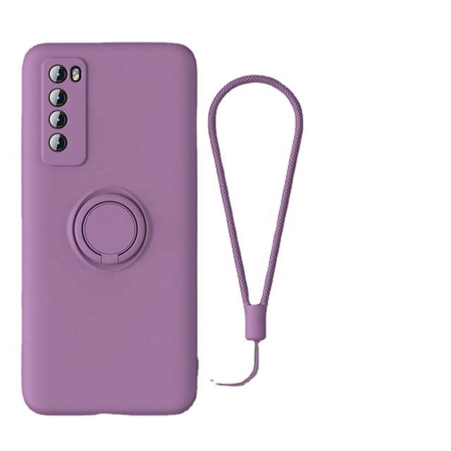 Car Ring Holder Soft Liquid Silicone Case for Samsung Galaxy S25 S24 S23 S22 S21 S20 FE Note 10 Pro 20 Ultra A32 A52 with Strap