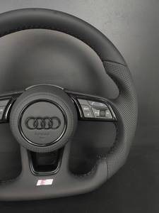 Volant de direction pour <span class=keywords><strong>Audi</strong></span> A3 A4 A5 A6 Q3 Q5 R8 <span class=keywords><strong>TT</strong></span> Q7 S-line |   Cuir Nappa & Perforé |   Volant sport à fond plat - Product Image 6