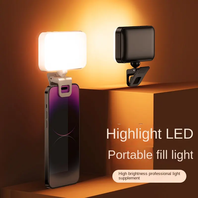 Video Shooting Phone Ring Light Led Mini Rechargeable Selfie Light Clip-on LED Light for Phone Laptop Tablet Computer
