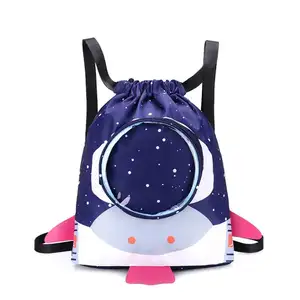 新着大容量宇宙飛行士漫画学校子供バッグ子供巾着袋、子供のための幼児ネオプレンロープバッグ