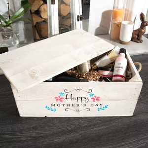 <strong>Wooden</strong> Hamper Custom Gift Box with Lid &amp; Rope Handles - Floral Logo <strong>Small</strong> <strong>Wooden</strong> <strong>Crate</strong> - Product Image 4