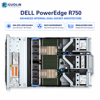 Server Enterprise Dell PowerEdge R750 2U Baru, Dual Intel Xeon Scalable Generasi ke-3 Gold Platinum, 2x 300W GPU, Server Komputasi AI