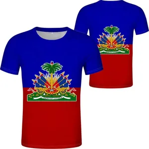 Graphic T Shirts Custom Haiti Flag Unique Design Clothes Polyester Spandex Material Tops Summer Shirts For Man GYM Shirts