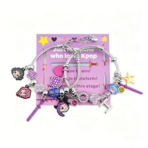 สร้อยข้อมือดีไซน์ใหม่สุดน่ารัก ลายการ์ตูนอนิเมะ K-POP สาวนักล่าแม่มดจาก <span class=keywords><strong>Netflix</strong></span> จี้โลหะผสม DIY ขายส่ง - Product Image 6