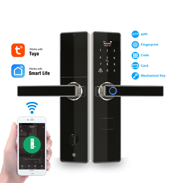 YOHEEN Security Mortise Door Lock Aluminum Smart Digital Password Keyless Biometric Fingerprint Tuya Key Card Home Door Lock