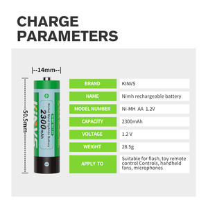 AA <span class=keywords><strong>1.2V</strong></span> 2300mAh Ni-MH recarregável Digital baterias verdes KINVS China Compatível com KINVS em estoque - Product Image 3