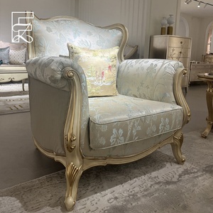 Sofá Europeo Francés de Lujo, Tallado a Mano, Tapizado en Tela, de Madera de Haya Maciza, para Sala de Estar, Salón, Villa, Estilo <span class=keywords><strong>Palacio</strong></span>, Personalizado de Alta Gama - Product Image 4