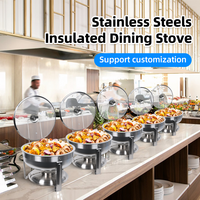 Vaisselle argentée Chauffe-plats Buffet serveur Poêle ronde Chauffe-plat pour buffet de mariage