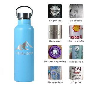 <span class=keywords><strong>Bouteille</strong></span> d'eau personnalisée avec logo, 750 ml, double paroi, large ouverture, sport, acier inoxydable, isolée sous vide, avec couvercles - Product Image 5