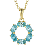 Collier pendentif couronne ovale en argent sterling 925 avec topaze bleu ciel, bijou fin pour femme avec grappe de pierres creuses en forme de cercle