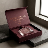 Boîte à parfum rigide de luxe personnalisée, style livre rouge, magnétique, avec doublure en éponge réutilisable, insert ajusté haut de gamme, écologique, pour présentation
