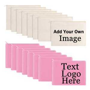 Hot Sale pink Blank Zipper <b>Make</b> <b>up</b> Bags With Your Custom Logo Eco Friendly Cotton Canvas Cosmetics Storage <b>Pouch</b> - Product Image 1