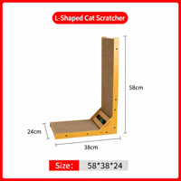 Jouet pour chat : Griffoir vertical en forme de L, résistant à l'usure, sans perte de fibres, en carton ondulé intégré