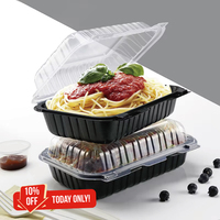 Vente en gros Récipient alimentaire jetable à micro-ondes à couvercle à charnière bicolore de 9x6 pouces avec 1 compartiment emballage de restaurant
