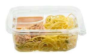 Plateau à charnière en PET recyclable et sûr pour les aliments avec languette de sécurité et boîtes en plastique avec logo en relief pour ensembles de repas et nouilles - Product Image 3