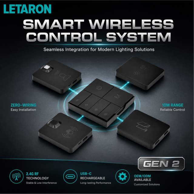 Gen 2 Rechargeable Wireless Sensor Switch Hub 2.4G Multi-Pairing Solution Controller for Professional LED Cabinet Lighting