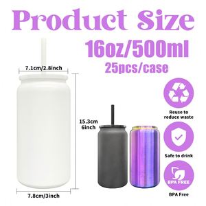 Custom logo Chroma Blue-purple Underneath 16oz Vacuum Stainless Steel Can <b>Drinking</b> Tumblers for Laser Engrave Keep <b>Hot</b> Cold - Product Image 2