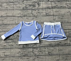 Tenue de sport RTS pour petites filles, imprimé bleu, chemise décontractée respirante en coton et élasthanne, jupe-short doublée, idéale pour le tennis - Product Image 6
