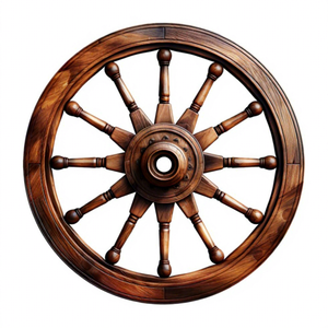 Volant de bateau en bois fait main de haute qualité, à suspendre au mur, avec centre en laiton poli à six branches, style antique, décoration intérieure - Product Image 3