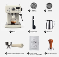 Machine à café italienne semi-automatique en acier inoxydable, petite, haute efficacité, multifonctionnelle, avec distributeur de lait et d'eau chaude électrique