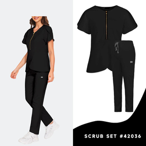 Su misura a maniche corte con cerniera Rayon cursice per donne abbigliamento da ospedale elastico Anti-rughe uso medico infermieristico - Product Image 6