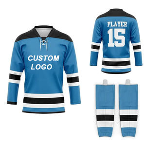 도매 저렴한 승화 아이스 하키 착용 폴리에스터 하키 저지 + 양말 두 조각 세트 훈련 팀 유니폼 - Product Image 6