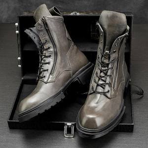 <b>Spring</b> fashion men's retro work <b>boots</b> with zippers, cowhide <b>boots</b>, hand-tied laces, outdoor motorcycle <b>boots</b> men's chukka <b>boots</b> - Product Image 2