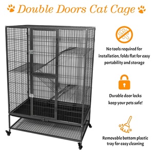 2/3/4-laags draadgaas kattenverblijf grote binnen metalen kattenkooi met wielen - Product Image 2