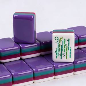 Wholesale Purple Laser Engraved Luxury Modern Durable Portable 160-Piece 4-Layer Acrylic American Mahjong Tiles Entertainment - Product Image 2