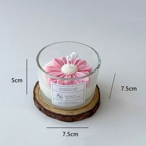 Pink Daisy Flower Scented <b>Candle</b> Handmade Soy <b>Wax</b> Aromatherapy <b>Candle</b> in Glass Jar Cute Home Decoration - Product Image 3