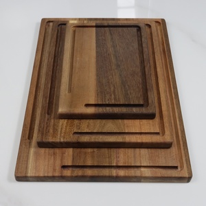 Ensemble de planches à découper en bois d'acacia avec support, certifié FSC, non toxique, réversible, plateau à charcuterie avec rainures pour les jus - Product Image 6