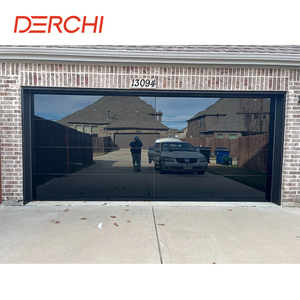Derchi hiện đại bão kháng Màn hình nhà để xe cửa màu đen gương tự động framelesstempered Glass cửa nhà để xe với động cơ - Product Image 1