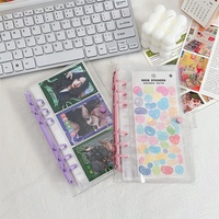 Lot de 10 classeurs A6 tendance, style album, en PVC transparent, carnet souple/renouvelable, avec anneaux ronds et fermeture à bouton-pression