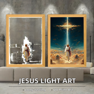 ภาพวาดแสงพระเยซูคริสต์บนกรอบไม้งานศิลปะทางศาสนาที่ซื่อสัตย์คริสตัลอะนิเมะสไตล์การออกแบบที่ทันสมัย - Product Image 2