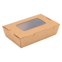 Caja de embalaje desechable para comida, contenedor de papel Kraft, Pasta, Sushi, con ventana