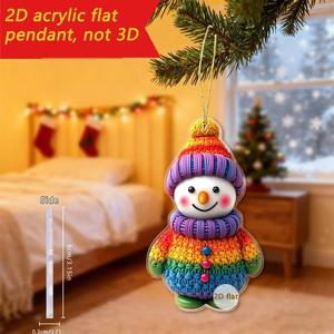 Decoración para coche, colgante de árbol de Navidad, nuevo estilo navideño, muñeco de nieve acrílico plano - Product Image 4