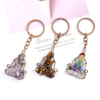 Pendentif et porte-clés en pierre naturelle concassée HZ, améthyste, pour sac de yoga, artisanat en cristal, porte-clés fait main, enroulé de fil