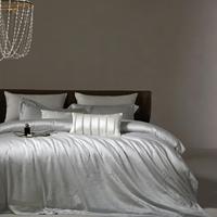 Parure de lit 4 pièces personnalisée en jacquard de coton lyocell argenté de luxe léger, housse de couette rafraîchissante et drap-housse, pour la maison