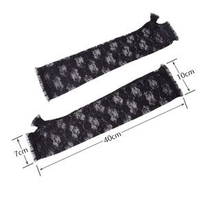 Gants en dentelle mi-doigts noirs pour l'été, protection solaire, accessoires de mariage, polyester, pour femme - Product Image 5