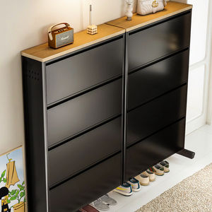 Slim Metal Flip <strong>Shoe</strong> Cabinet with Top Shelf Modern <strong>Shoe</strong> Organizer for Entryway <strong>Hallway</strong> Dorm Room <strong>Storage</strong> - Product Image 6