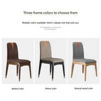 Chaise de salle à manger en bois massif de style nordique, design minimaliste moderne, dossier en cuir Napa haut de gamme, luxe léger