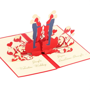 Tarjeta de felicitación 3D con diseño de corazón, arte en papel de pareja de enamorados rojos, regalo de San Valentín o boda - Product Image 2