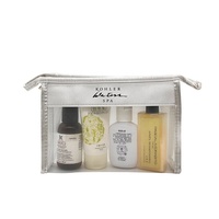 Pochette de maquillage réutilisable en nylon avec filet blanc et satin argenté personnalisé tendance, sac de voyage à fermeture éclair réutilisable