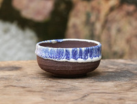 Pot de fleurs en céramique fait main pour plantes succulentes, avec trou de drainage, capacité 3-5L, origine Zhejiang, grande ouverture, sable violet, design triangle prune orchidée