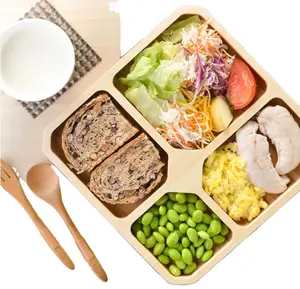 欧美畅销2023厨房健康食品木盘分式晚餐竹盘平衡膳食饮食部分盘