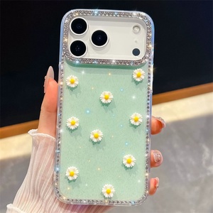 Funda para Teléfono Móvil con Diseño de Margaritas y Diamantes Brillantes para iPhone 17 Air 16 15 14 Promax, Carcasa Trasera Transparente de TPU IMD con Estrellas, Resistente a Impactos - Product Image 4